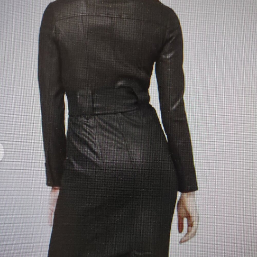 White House Black Market WHBM coated denim shirtdress NWT size 6 black - Picture 2 of 11